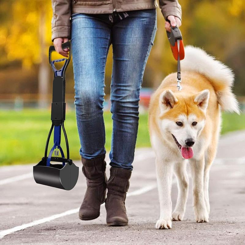 Heavy Duty Foldable Pooper Scooper – Long Handle Dog Waste Picker for Small, Medium & Large Dogs