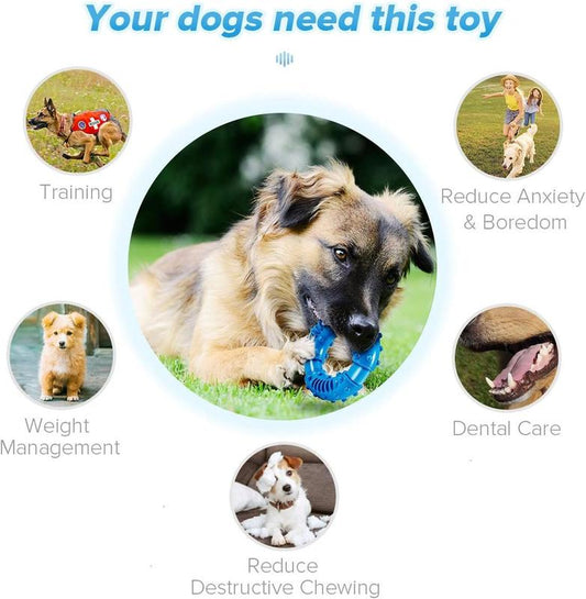 Dog Chew Toys for Aggressive Chewers Large Breed, Non-Toxic Natural Rubber Indestructible Dog Toys, Tough Durable Puppy Chew Toy for Medium Large Dogs - Fun to Chew, Chase and Fetch(Blue)