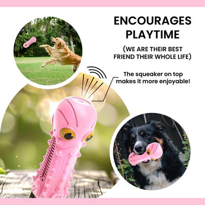 [Pet Fortuna] Dog Chewy Toy Octopus Rubber Toy for Aggressive Chewers, Tough and Durable Toy for Medium Large Breed Dogs, Natural Rubber (Pink) Puppy Toy