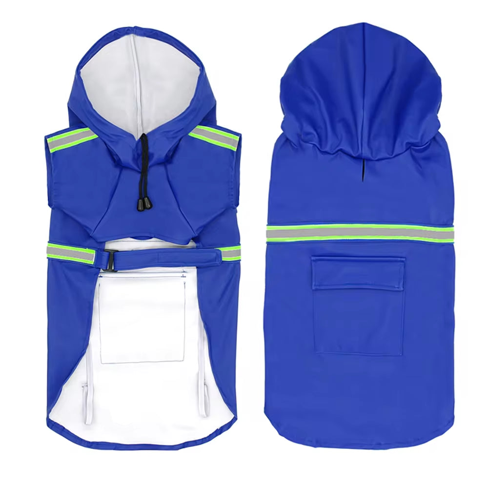Waterproof Dog Raincoat with Reflective Strips – Breathable Pet Poncho Jacket for Small to Large Dogs (S–5XL)
