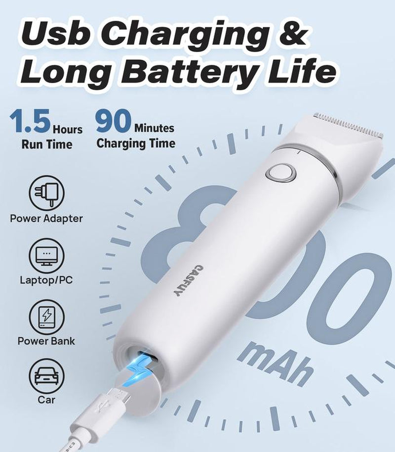 Dog Paw Trimmer – USB Rechargeable Clippers with Double Blades for Trimming Paws, Face, Ears, and Rump of Dogs, Cats, and Small Pets.