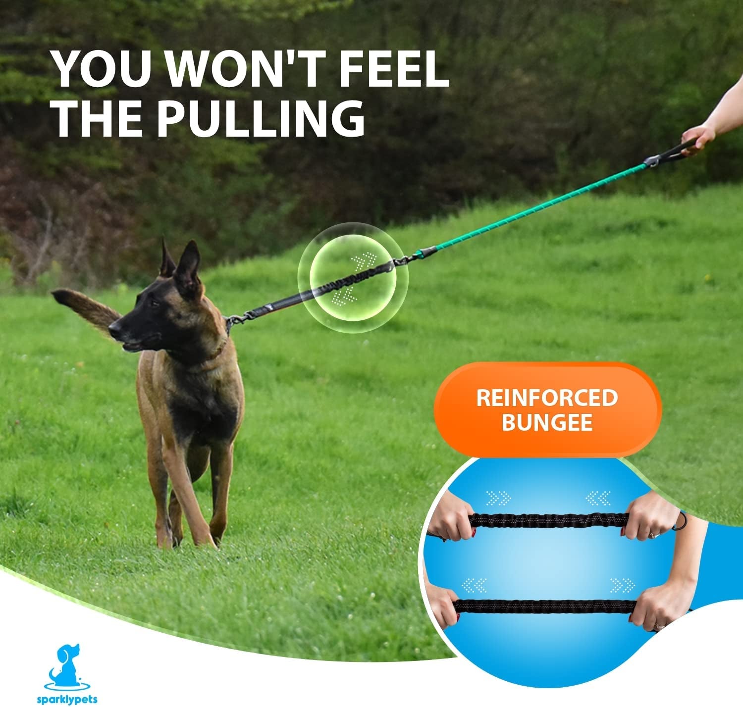 Heavy Duty Rope Bungee Leash for Large and Medium Dogs with Anti-Pull for Shock Absorption 