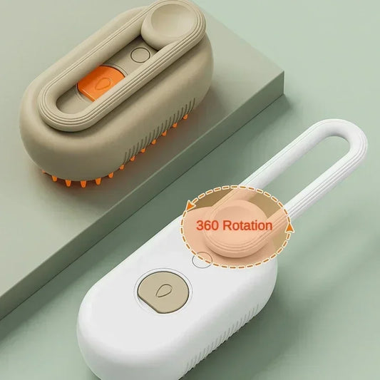 3-in-1 Steam Pet Grooming Brush – Massage, De-Shedding & Detangling for Dogs & Cats (USB Rechargeable)