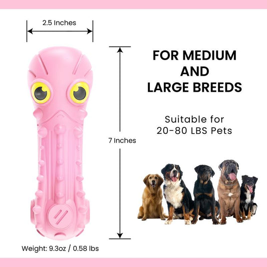 [Pet Fortuna] Dog Chewy Toy Octopus Rubber Toy for Aggressive Chewers, Tough and Durable Toy for Medium Large Breed Dogs, Natural Rubber (Pink) Puppy Toy