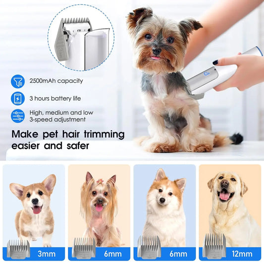 Dog Grooming Vacuum Kit with 2L Suction Bin – 99% Pet Hair Removal & 5 Professional Grooming Tools