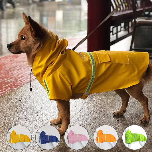 Waterproof Dog Raincoat with Reflective Strips – Breathable Pet Poncho Jacket for Small to Large Dogs (S–5XL)