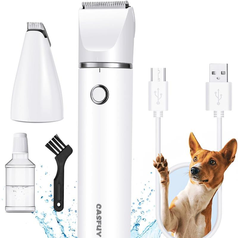 Dog Paw Trimmer – USB Rechargeable Clippers with Double Blades for Trimming Paws, Face, Ears, and Rump of Dogs, Cats, and Small Pets.