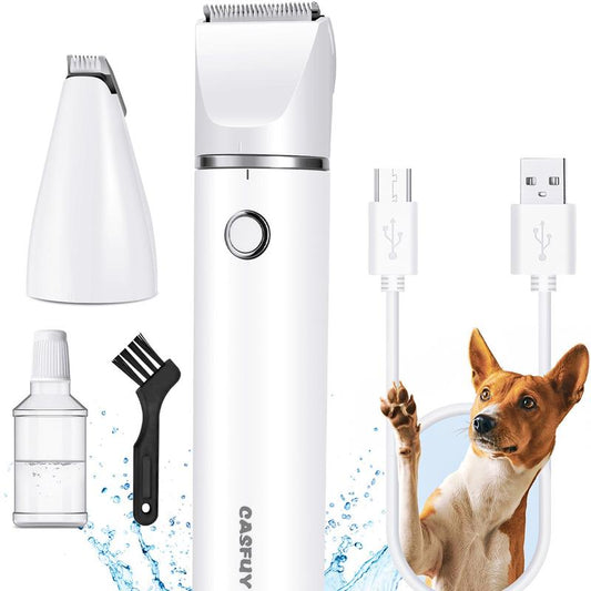 Dog Paw Trimmer – USB Rechargeable Clippers with Double Blades for Trimming Paws, Face, Ears, and Rump of Dogs, Cats, and Small Pets.