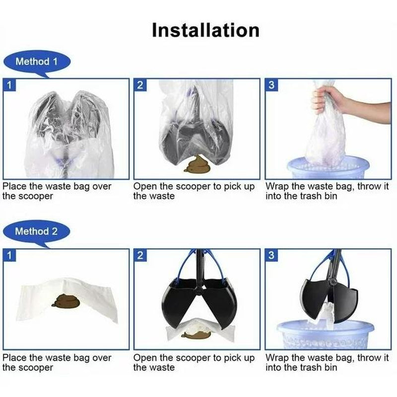 Heavy Duty Foldable Pooper Scooper – Long Handle Dog Waste Picker for Small, Medium & Large Dogs