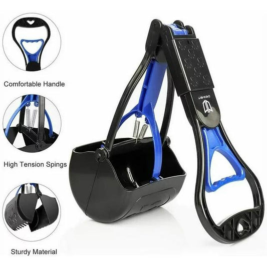 Heavy Duty Foldable Pooper Scooper – Long Handle Dog Waste Picker for Small, Medium & Large Dogs
