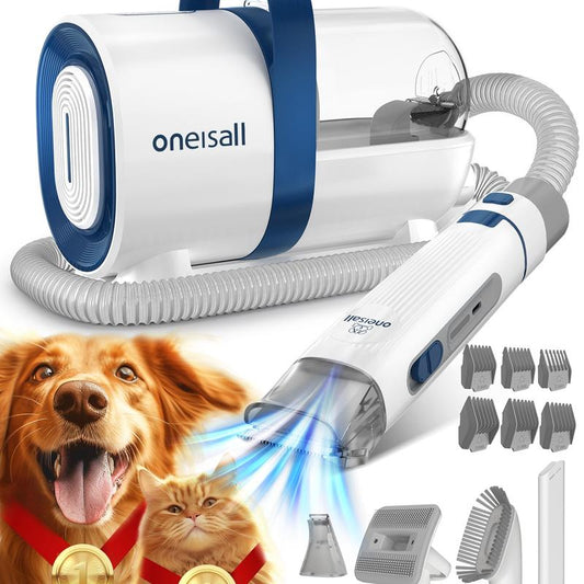 Oneisall 6 in 1 Pet Grooming Kit & Vacuum, Dog Clippers with Grooming Tools for Dogs Cats and Other Animals