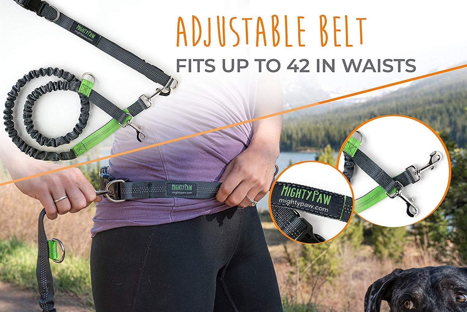 Hands Free Dog Leash | Bungee Waist Leash for Dog Walking.