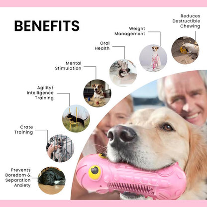 [Pet Fortuna] Dog Chewy Toy Octopus Rubber Toy for Aggressive Chewers, Tough and Durable Toy for Medium Large Breed Dogs, Natural Rubber (Pink) Puppy Toy