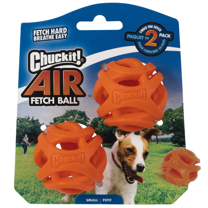 Air Fetch Hard Breathe Easy Rubber Fetch Ball Dog Toy, Small, Pack of 2, Orange