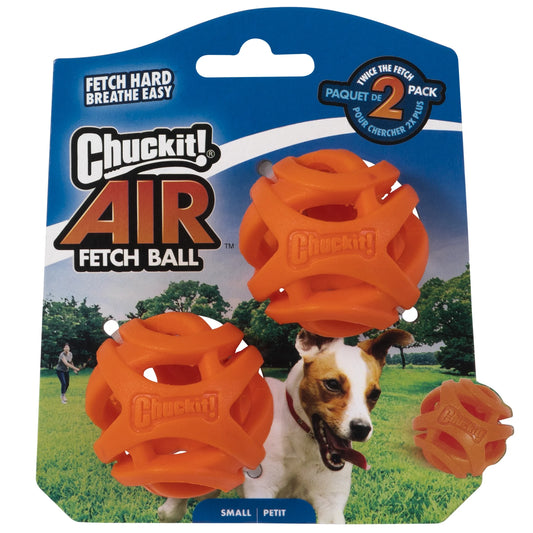 Air Fetch Hard Breathe Easy Rubber Fetch Ball Dog Toy, Small, Pack of 2, Orange