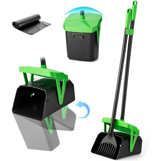 Pooper Scooper Swivel Bin & Rake with 20 Waste Bags – Clean Up Made Quick, Easy & Hygienic
