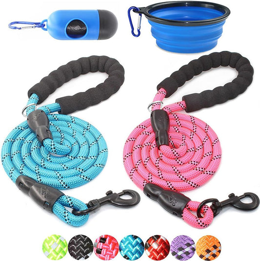 2 Packs 5/6 FT Dog Leash with Comfortable Padded Handle and Highly Reflective