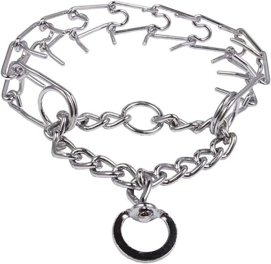 Durable Pinch Collar Stainless Steel Dog Adjustable Pet Training Collar for Medium Large Dogs (Medium (Pack of 1), Silver)
