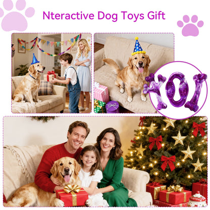 3 Pack Dog Toys for Aggressive Chewers,Meat Flavors (Bacon/Beef/Smoked) Dog Chew Toy, Extra Durable Rubber Bones for Aggressive Chewers,Indestructible Dog Toys to Keeps Dogs Busy