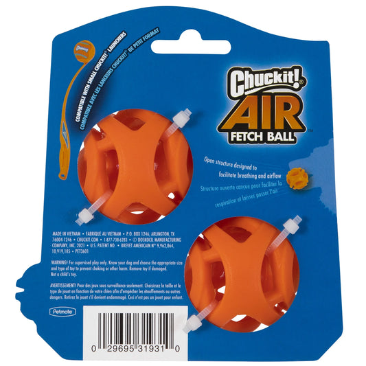 Air Fetch Hard Breathe Easy Rubber Fetch Ball Dog Toy, Small, Pack of 2, Orange