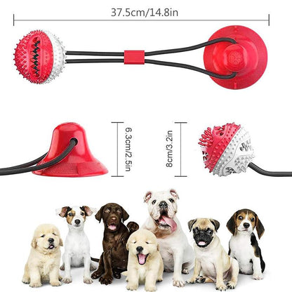 Dog Chew Toy Ball with Suction Cup, Puppy Teeth Chewing Toy