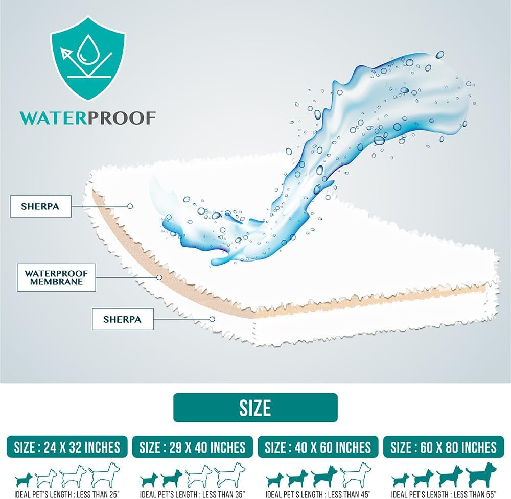 Fluffy Waterproof Dog Blanket for Small Medium Dogs