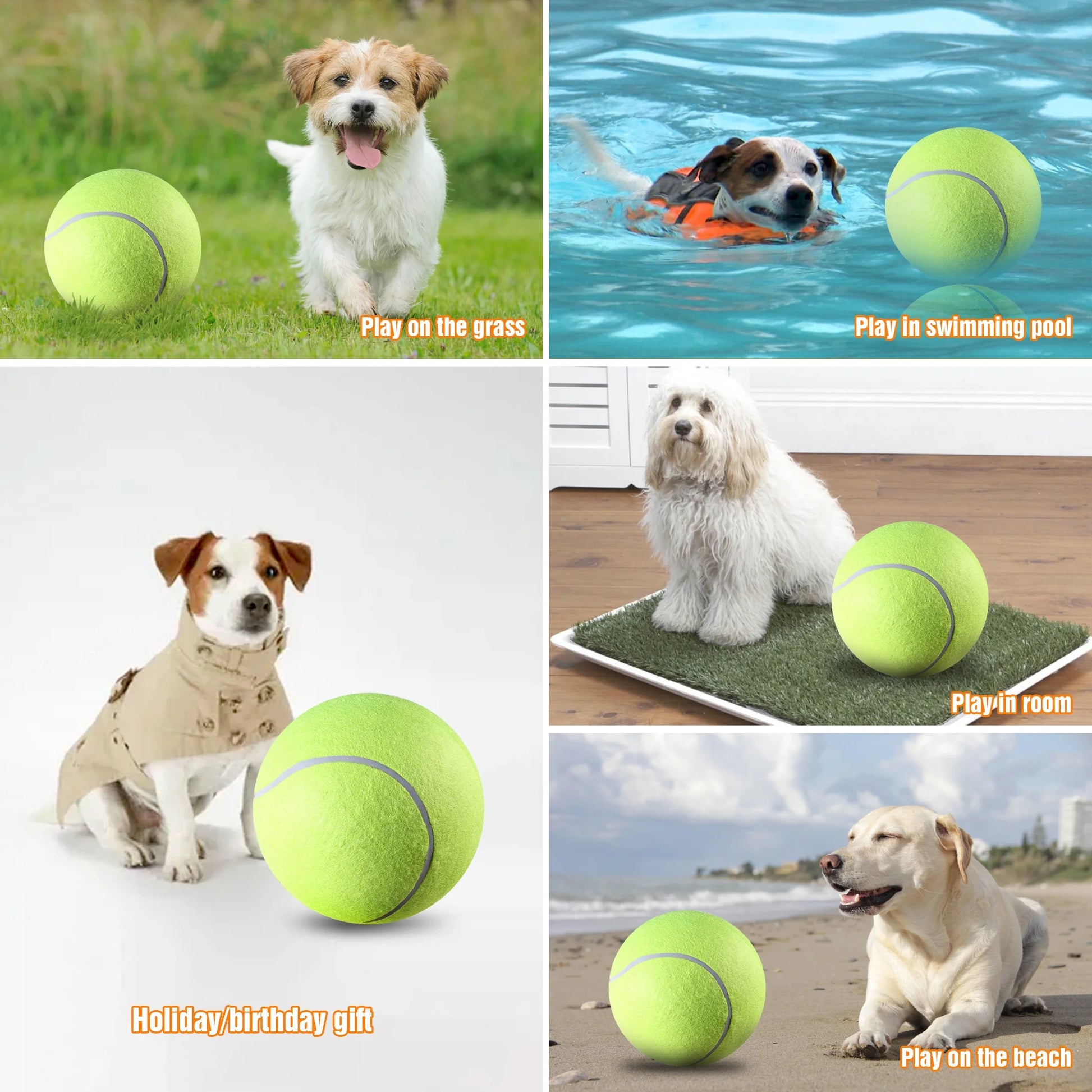 " Large Tough Chew Training Interactive Tennis Ball for Dogs, 9.5"" Rubber Durable Dog Toy"
