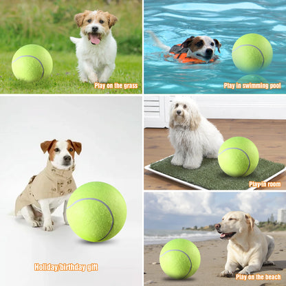 " Large Tough Chew Training Interactive Tennis Ball for Dogs, 9.5"" Rubber Durable Dog Toy"