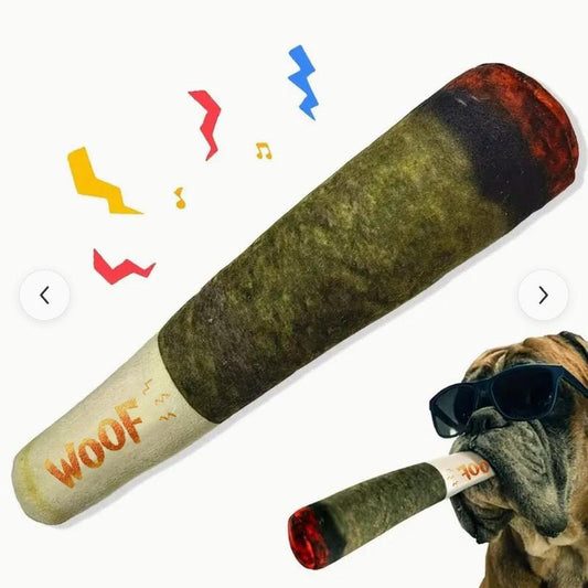 Cigar Plush Dog Toy – Squeaky & Durable Chew Toy for Dogs