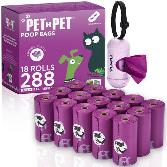 Lavender Scented Dog Poop Bags with Dispenser